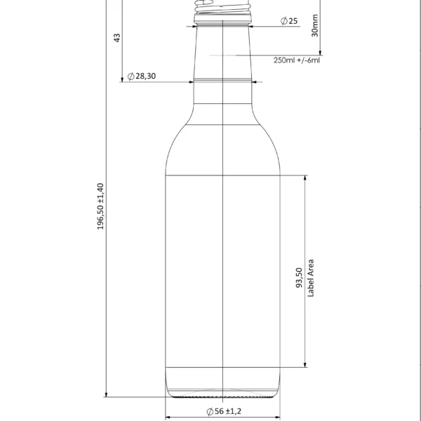 BOTTLE 0.250L BORDEAUX FLINT MCA28