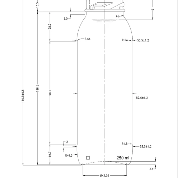 BOTTLE 0.250L EXTRA FLINT TO38