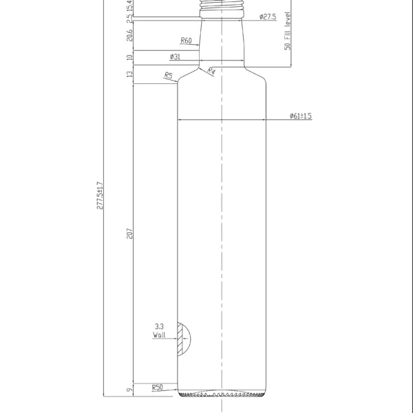 BOTTLE 0.500L DORICA GEM FLINT _ GREEN PP31.5