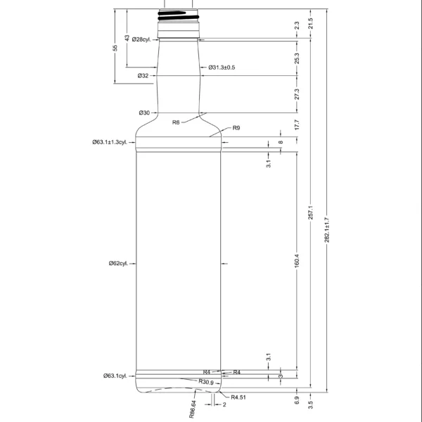 BOTTLE 0.500L GAMA FLINT PP31.5