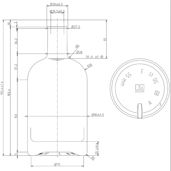 BOTTLE 0.500L MASTER FLINT _ EXTRA FLINT CORK