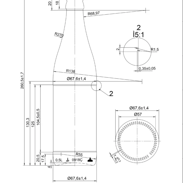 BOTTLE 0.500L NRW AMBER _ GREEN CROWN