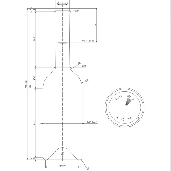BOTTLE 0.700L FUTURA FLINT CORK