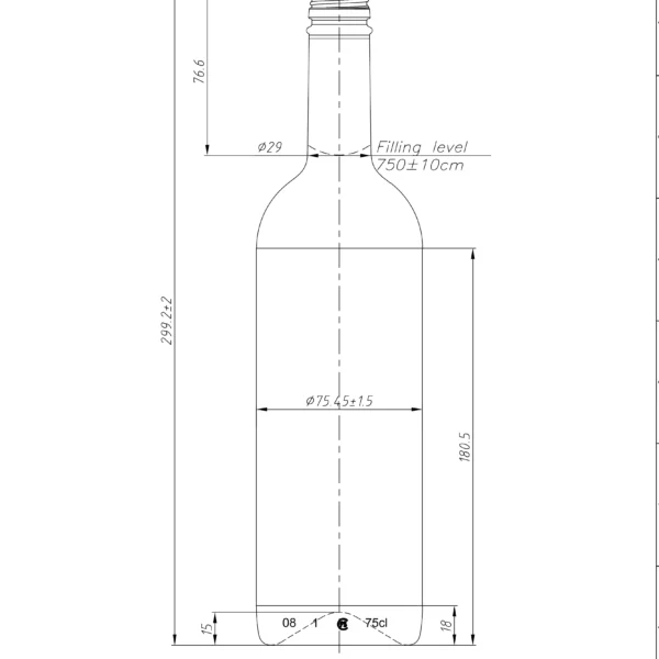 BOTTLE 0.750L BORDEAUX FLINT MCA28