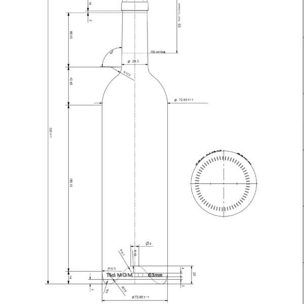 BOTTLE 0.750L BORDEAXU GEM FLINT _ GREEN NOBILE CORK