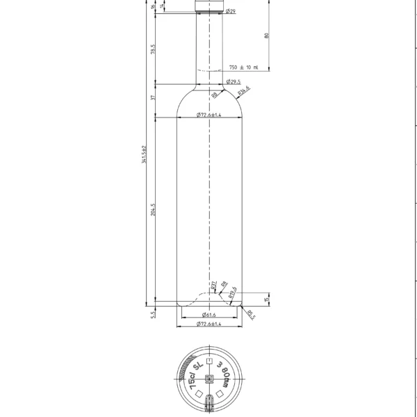 BOTTLE 0.750L FUTURA FLINT CORK