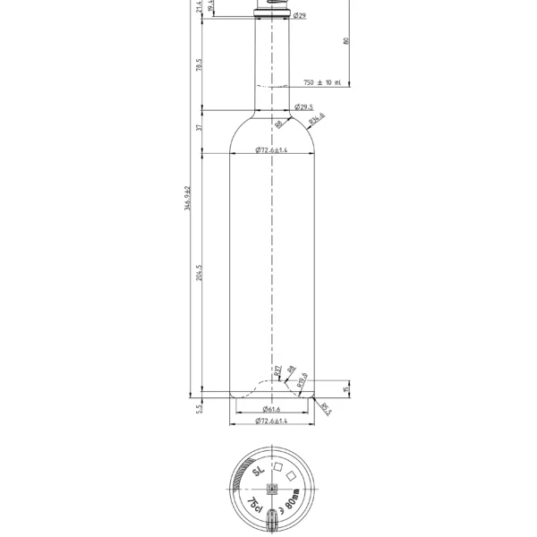 BOTTLE 0.750L FUTURA FLINT GPI